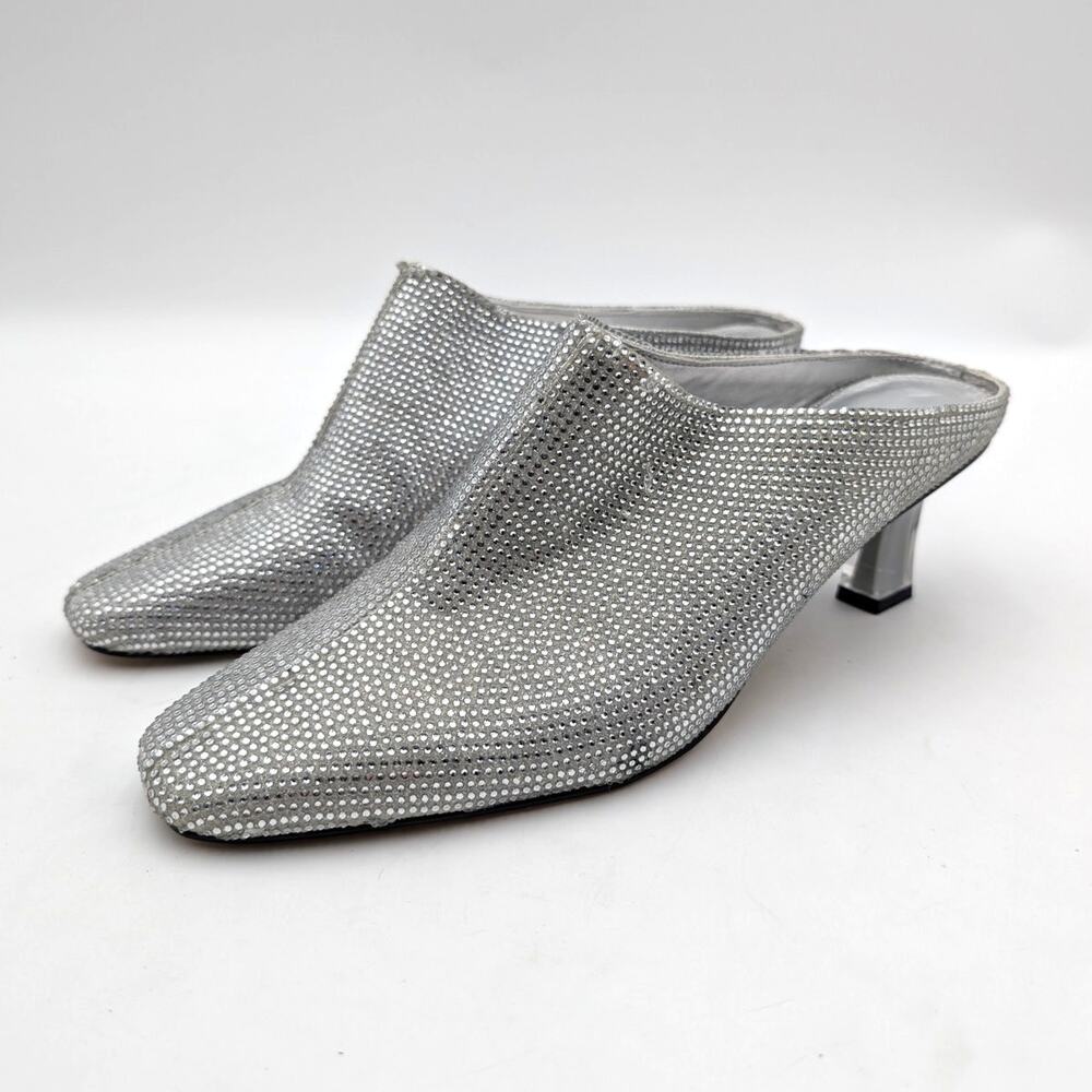 Katy Perry The Zaharrah Kitten Heel Mules Shoes Women's Silver Size US8M EU38